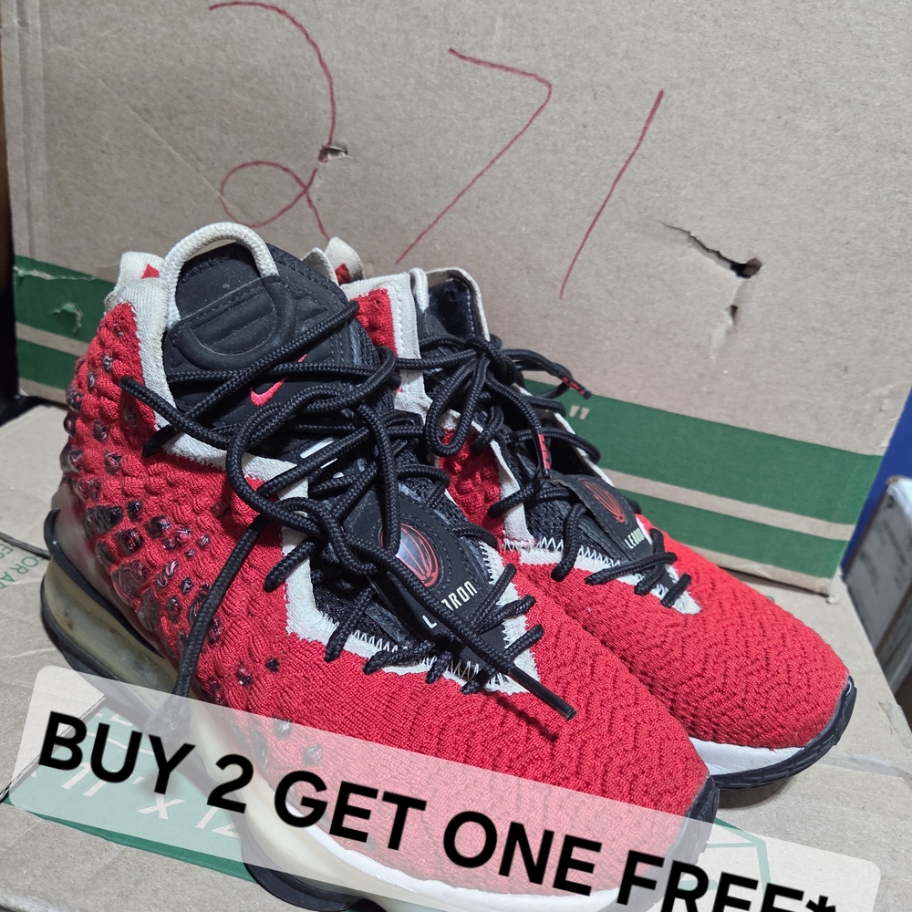 BUY 2 GET ONE FREE* Red Nike LeBron 17s Air Max Uptempo Size 6.5m/8w